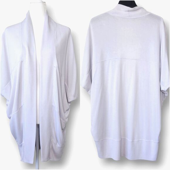 Athleta Open Front Cardigan Small Soft Modal Fog Gray Serenity Wrap Gym Yoga - Picture 1 of 12
